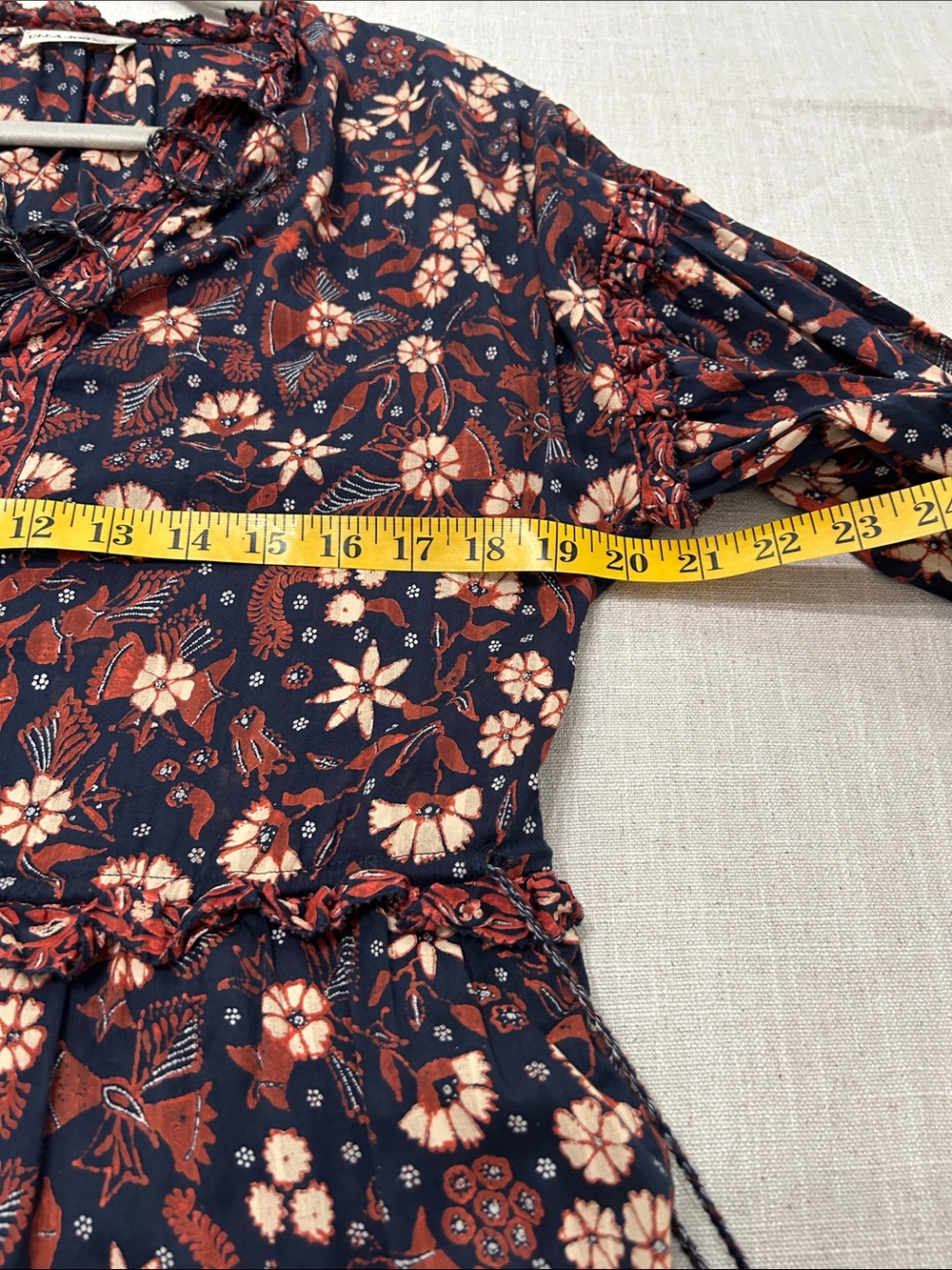 Ulla Johnson Marigold Dress Floral Mini Bohemian Tassel Tiered Babydoll Size 4 - Picture 12 of 16
